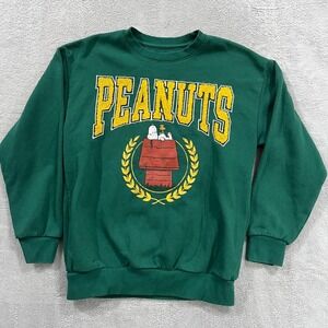 Snoopy Peanuts Sweater Adult Medium Sweatshirt Green Y2K Graphic Pullover